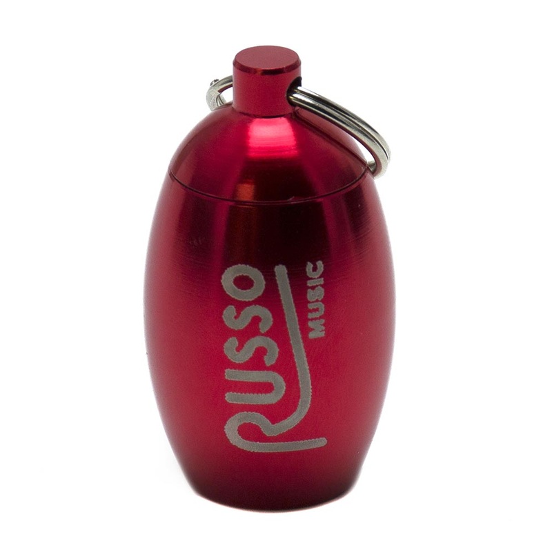Earasers Stash Can Earplug Carrying Case - Red - Russo Music Logo