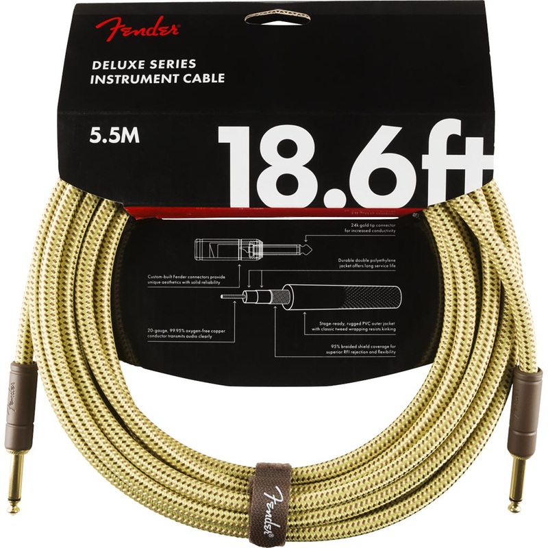 Fender 18.6 Deluxe Series Instrument Cable, Straight/Straight, Tweed