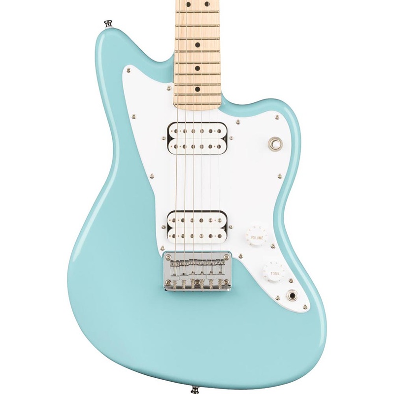 Squier Mini Jazzmaster HH Maple, White Pickguard Daphne Blue