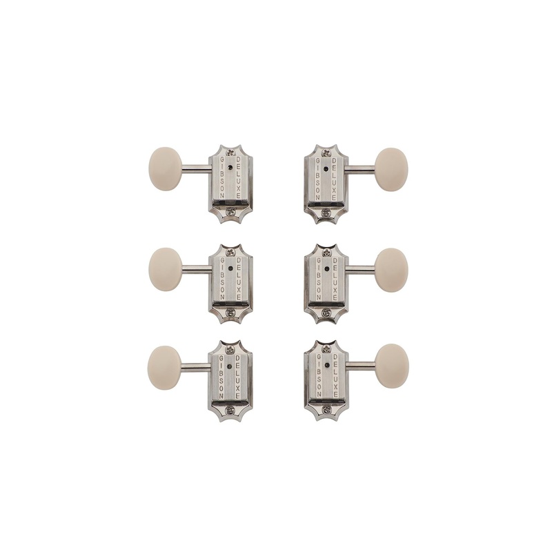 Gibson Deluxe White Button Tuner Set, Vintage Nickel
