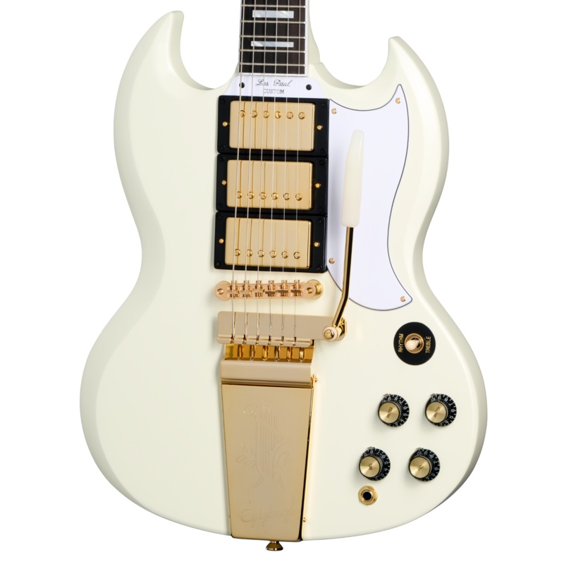 Epiphone '63 Les Paul SG Custom Electric Guitar w/Maestro Vibrola, Classic White