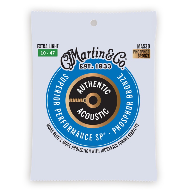 Martin Authentic Acoustic SP Guitar Strings, .10-.47 Extra Light, 92/8 Phosphor Bronze