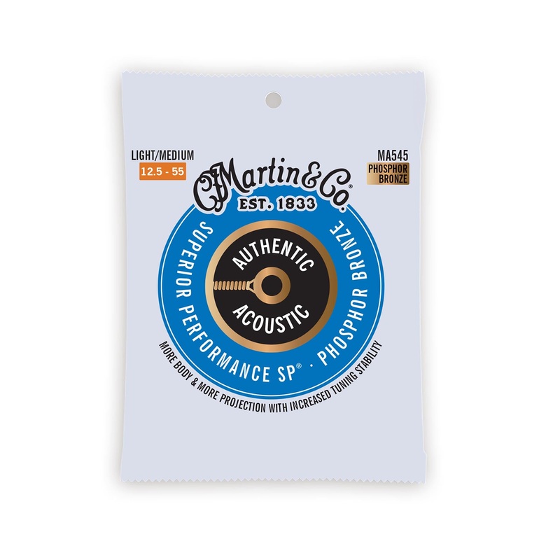 Martin Authentic Acoustic SP Guitar Strings, .12.5-.55 Light/Medium, Phosphor Bronze