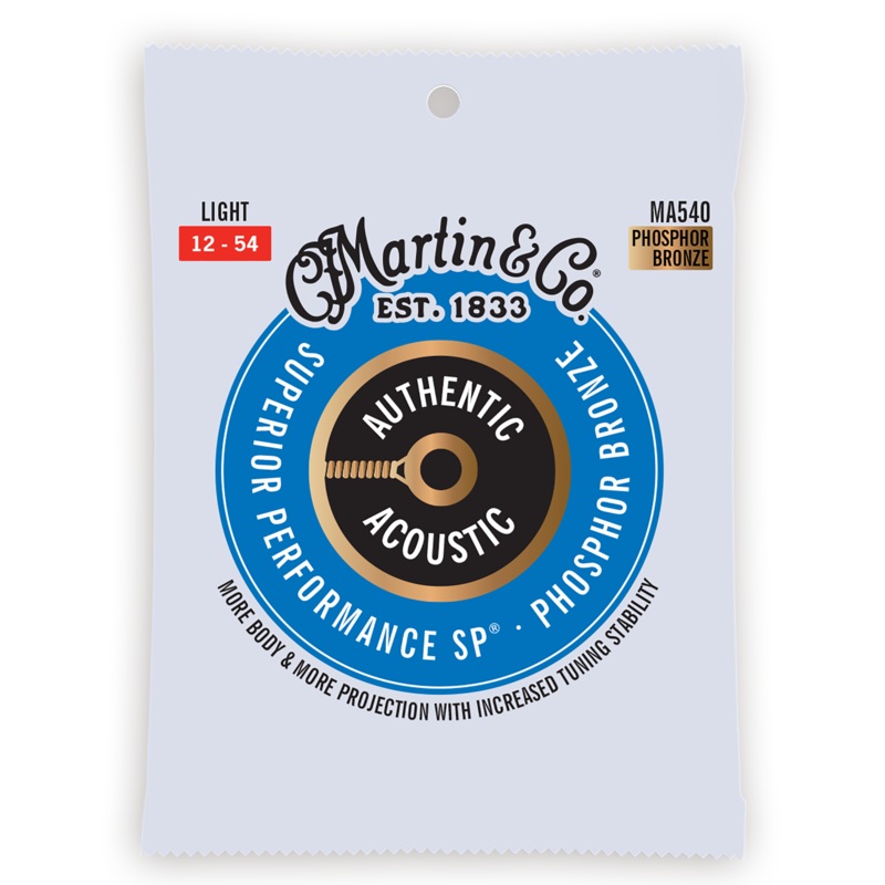 Martin Authentic Acoustic SP Guitar Strings, .12-.54 Light, Phosphor Bronze