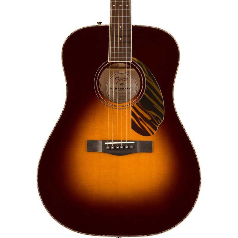Fender PD-220E Dreadnought Acoustic Guitar With Case, Ovangkol, 3-Tone Vintage Sunburst