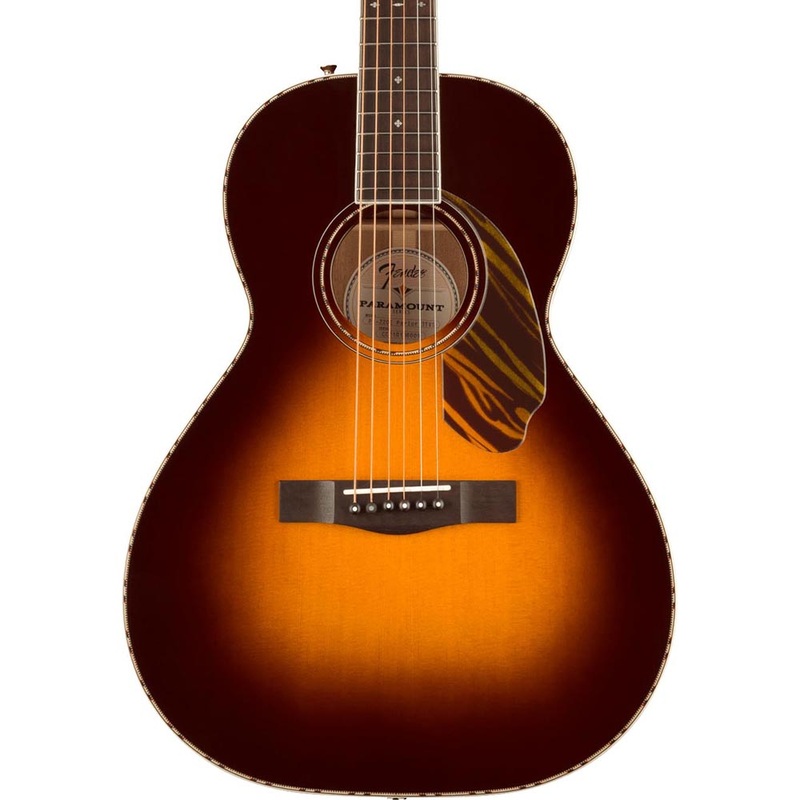 Fender PS-220E Parlor Acoustic Guitar With Case, Ovangkol, 3-Tone Vintage Sunburst
