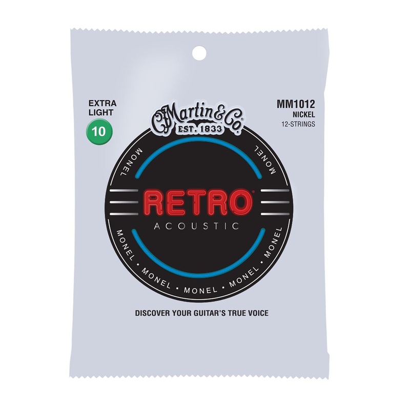 Martin Retro Acoustic Guitar Strings, .10-.47 Extra Light 12-String, Monel