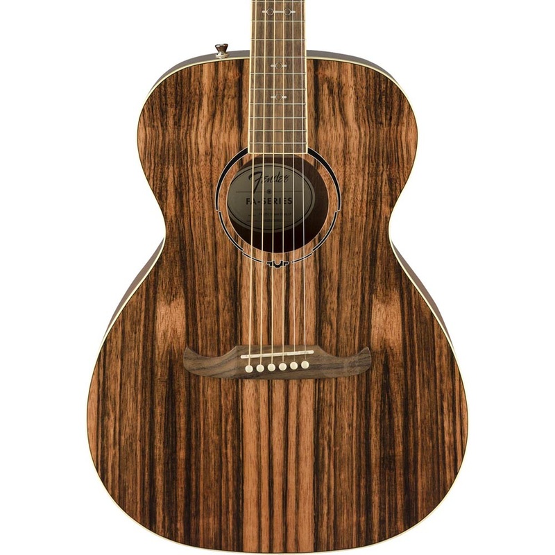 Fender 2019 Limited Edition FA-235E Concert Striped Ebony Top Laurel Guitar, Natural