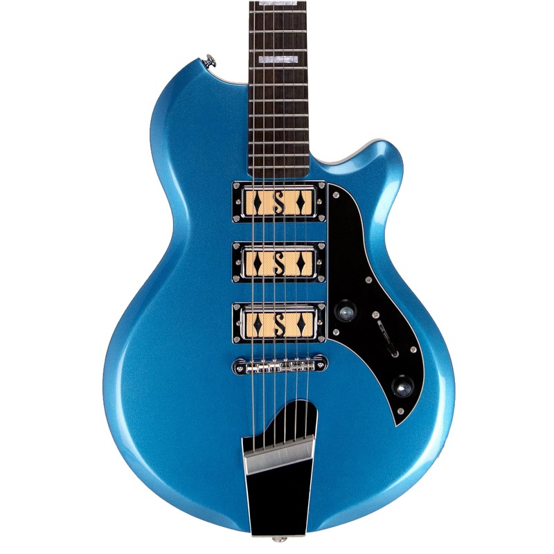 Supro Island Series Hampton Guitar - Triple Pickup - Ocean Blue Metallic - Free Gig-Bag