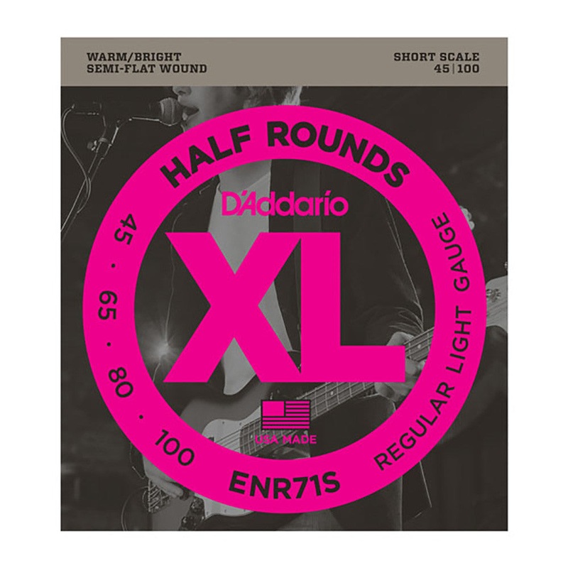 D'Addario 45-100 Regular Light Short Scale Half Round Set Bass