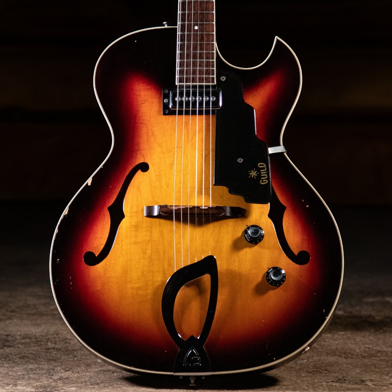 1964 Guild T-100 Slim Jim Hollowbody Electric Guitar, Sunburst w/OHSC - Used