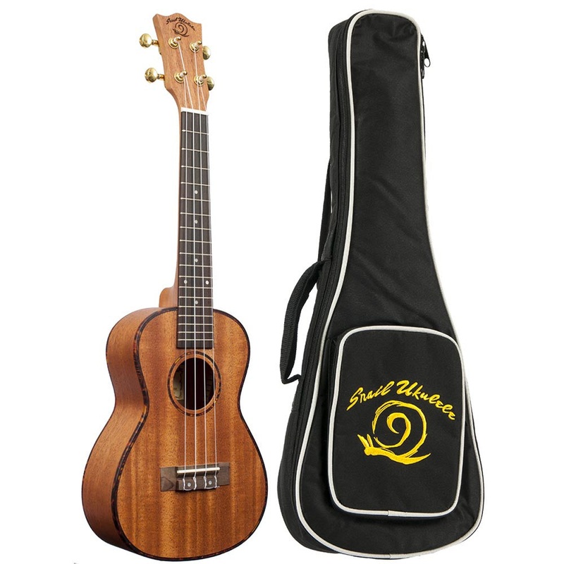 Amati's Snail Ukulele - Decorated Mahogany Concert With Bag