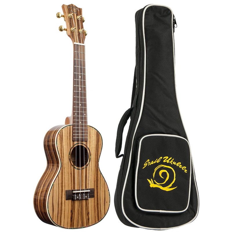 Amati's Snail Ukulele - Zebrawood With Bag