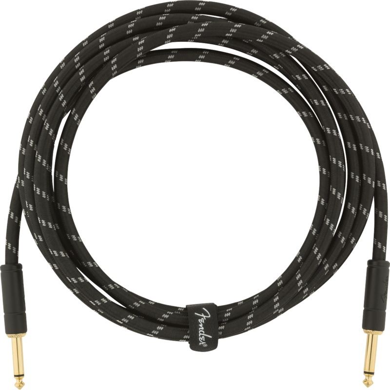 Fender 10 Foot Deluxe Series Instrument Cable, Straight/Straight, Black Tweed