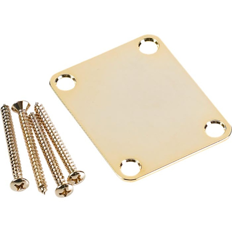 Fender Neck Plate, American Vintage/Mexico Guitars/Basses, No Logo, 4 Bolt, Gold