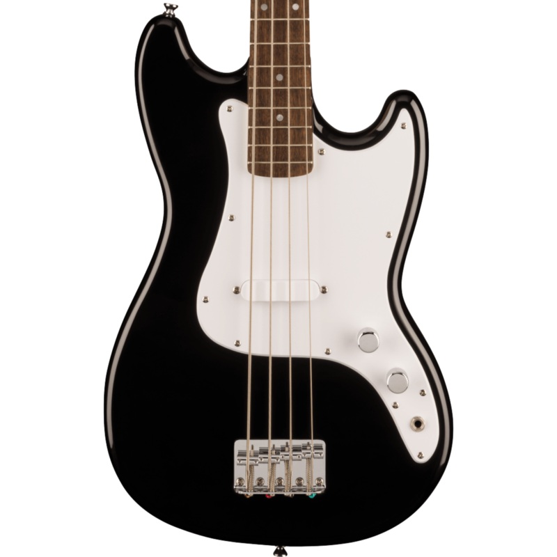 Squier Sonic Bronco Bass, Laurel Fingerboard, White Pickguard, Black Bass Guitar