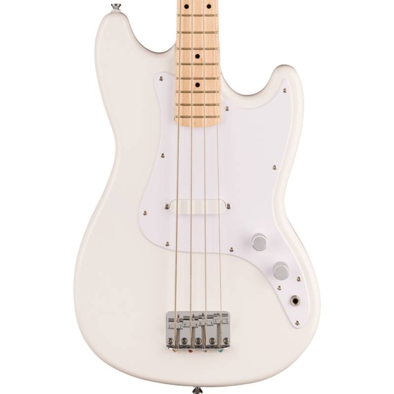Squier Sonic Bronco Bass, Maple Fingerboard, White Pickguard, Arctic White Bass Guitar