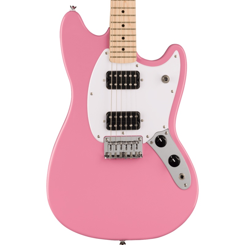 Squier Sonic Mustang HH, Maple Fingerboard, White Pickguard, Flash Pink Electric Guitar
