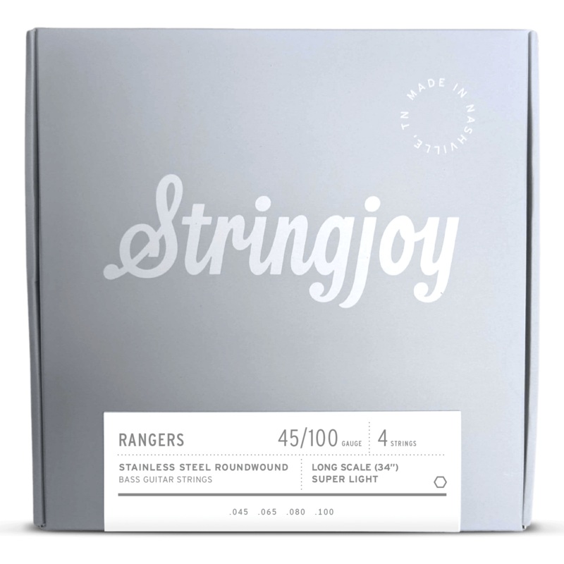 Stringjoy 45-100 Rangers Super Light Gauge 4 String Long Scale Stainless Steel Bass Guitar Strings