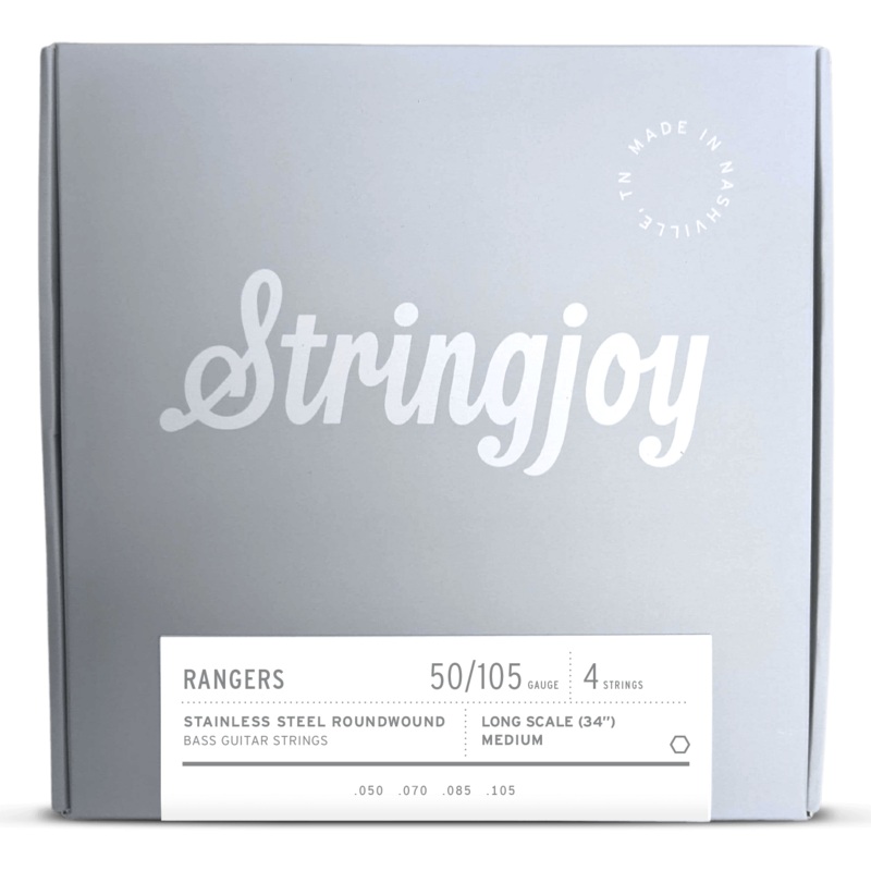 Stringjoy 50-105 Rangers Medium Gauge 4 String Long Scale Stainless Steel Bass Guitar Strings