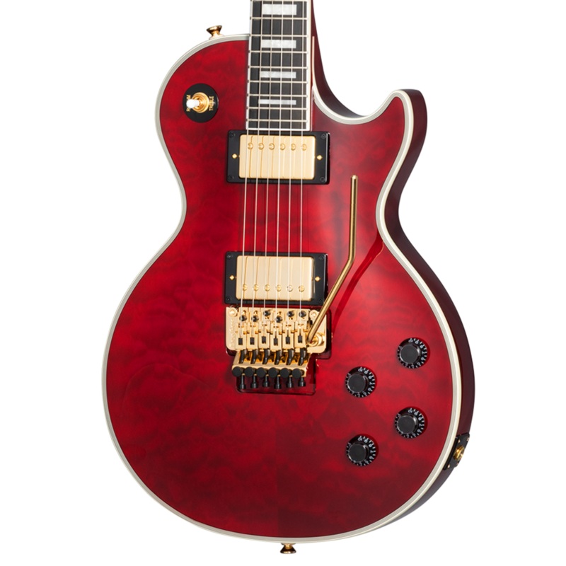 Epiphone Alex Lifeson Les Paul Custom Axcess, Ruby Quilt Top w/ Hard Case