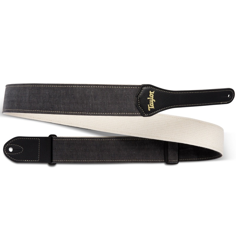 Taylor Vegan Guitar Strap, Herringbone Hemp Cotton, Black