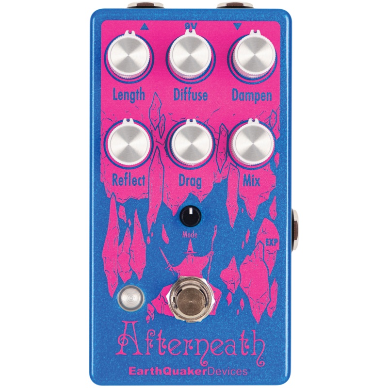 EarthQuaker Devices Limited Edition Afterneath V3 Reverb Effect Pedal, Illusion Lite Blue w/Magenta