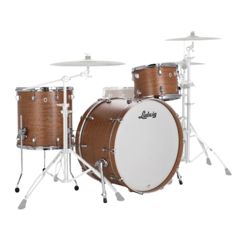 Ludwig Neusonic 3 Piece Fab Shell Pack Drum Kit, 22 Inch Bass Drum, Satin Wood