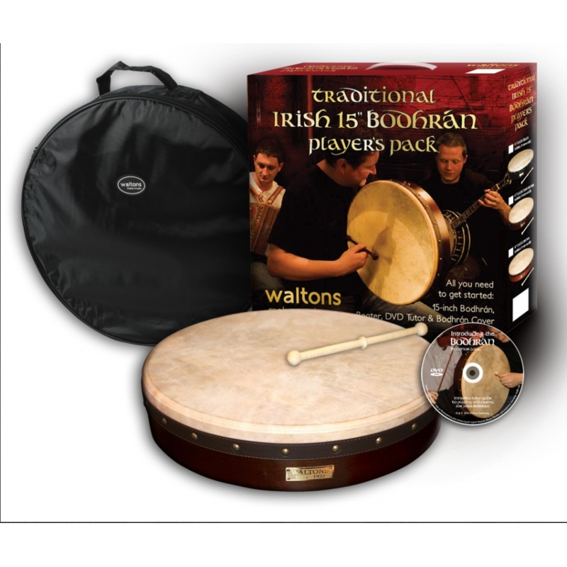 Waltons 15" Classic Brown Bodhran Pack