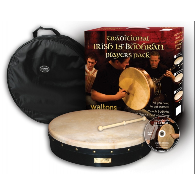 Waltons 15" Classic Black Bodhran Pack