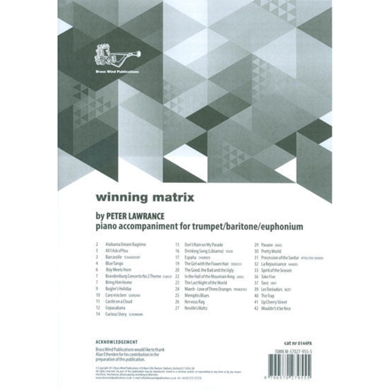 Winning Matrix for Trumpet Piano Accompaniment