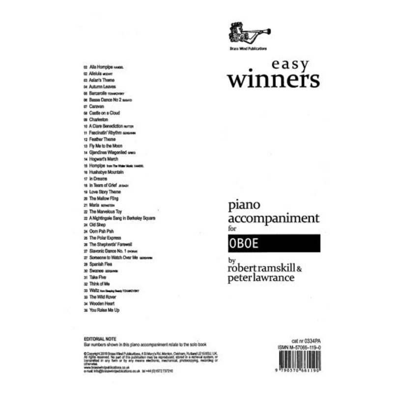 Easy Winners Oboe Piano Acc