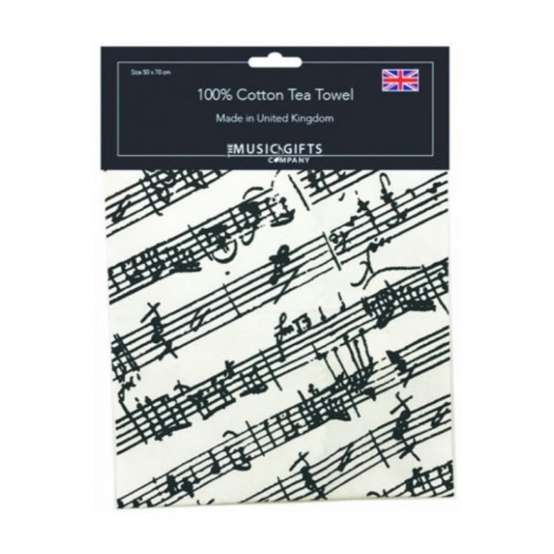 White - Black Manuscript Tea Towel