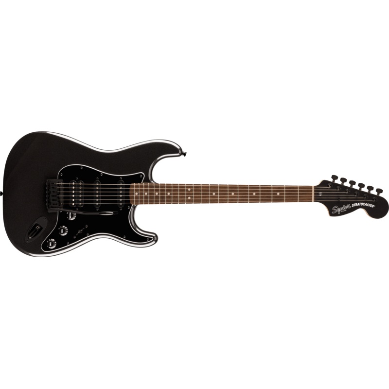 Squier FSR Affinity Series Strat Black Hardware, Matching Headstock, Metallic Black